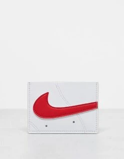 Nike Icon Air Force 1 Card Wallet In White And Red For Men