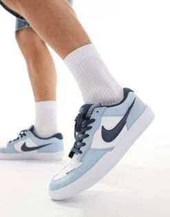 Nike SB Force 58 Trainers In White, Grey And Navy For Men -Nike Sales Store 206080007 5