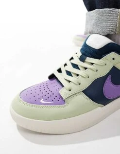Nike SB Force 58 Trainers In Olive And Purple For Men Khaki -Nike Sales Store 206080161 4