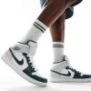 Air Jordan 1 Mid Trainers In White, Grey And Dark Green For Men -Nike Sales Store 206084125 1 white