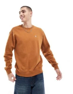 Jordan Brooklyn Fleece Crewneck Sweatshirt In Brown For Men