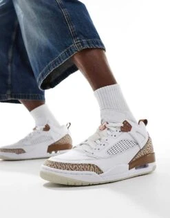 Jordan Spizike Low Trainers In White And Brown For Men