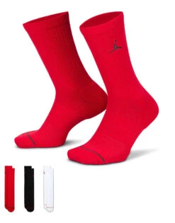 Jordan Everday Cushioned 3 Pack Crew Socks Red, Black And White For Men Multi