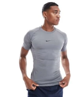 Nike Training Nike Pro Training Muscle Fit T-shirt In Grey For Men Charcoal -Nike Sales Store 206090992 3