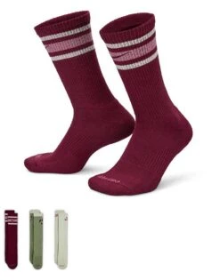 Nike Training Retro Log Everyday Plus 3 Pack Logo Socks In Burgundy, Khaki And Beige For Men Multi -Nike Sales Store 206091088 1 multi 1