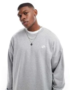 Nike Club French Terry Oversized Sweatshirt In Grey For Men -Nike Sales Store 206095712 1 grey 1