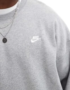Nike Club French Terry Oversized Sweatshirt In Grey For Men -Nike Sales Store 206095712 3
