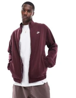 Nike Club Knit Zip Through Jacket In Burgundy For Men Brown -Nike Sales Store 206095809 1 brown 1