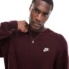 Nike Club Knit Crew Neck Sweater In Burgundy For Men