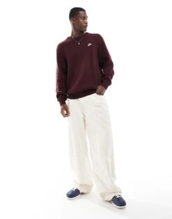 Nike Club Knit Crew Neck Sweater In Burgundy For Men -Nike Sales Store 206095839 3