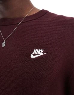 Nike Club Knit Crew Neck Sweater In Burgundy For Men -Nike Sales Store 206095839 4