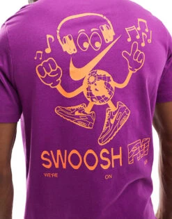 Nike Swoosh FM Graphic Backprint T-shirt In Purple For Unisex -Nike Sales Store 206095916 3