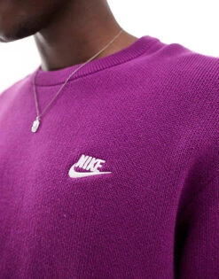 Nike Club Knit Crew Neck Sweater In Purple For Men -Nike Sales Store 206096230 3