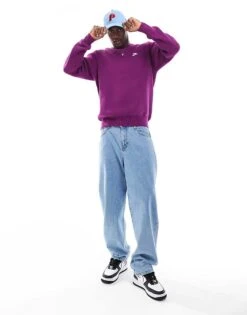 Nike Club Knit Crew Neck Sweater In Purple For Men -Nike Sales Store 206096230 4