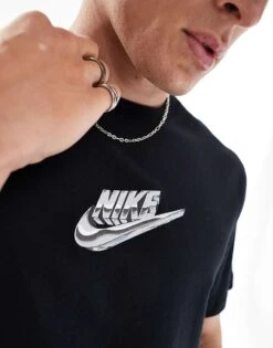 Nike Unisex Swoosh Logo Graphic T-shirt In Black For Men -Nike Sales Store 206096441 3