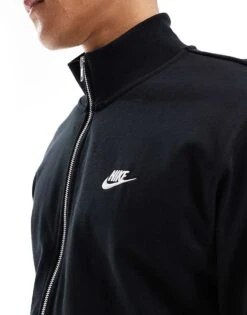 Nike Club Knit Zip Through Jacket In Black For Men -Nike Sales Store 206096442 4