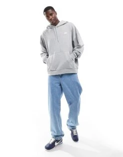Nike Club French Terry Oversized Hoodie In Grey For Men -Nike Sales Store 206096612 3