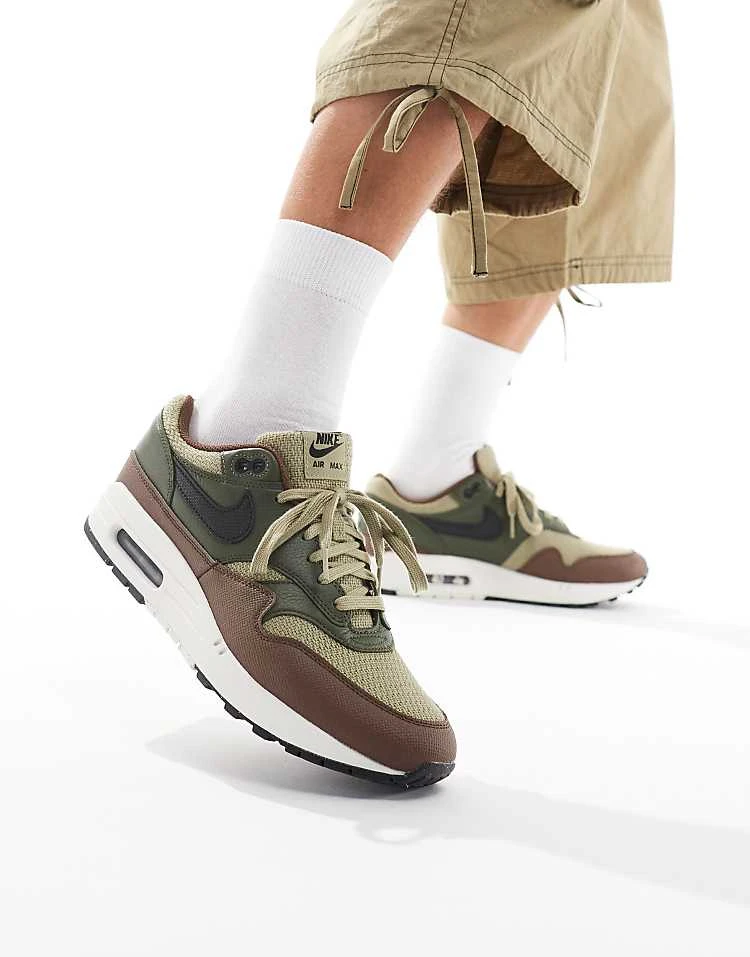 Nike Air Max 1 Premium Trainers In Olive And Brown For Men 3 Nike Air Max 1 Premium Trainers In Olive And Brown For Men