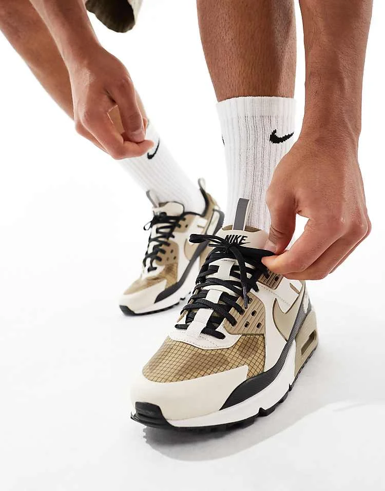 Nike Air Max 90 Drift Trainers In Khaki And Black For Men 4 Nike Air Max 90 Drift Trainers In Khaki And Black For Men - Image 2