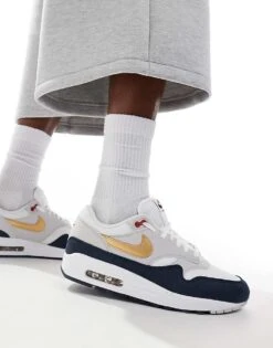 Nike Air Max 1 SC Trainers In White, Navy And Gold For Men 10 Nike Air Max 1 SC Trainers In White, Navy And Gold For Men -Nike Sales Store 206098517 3