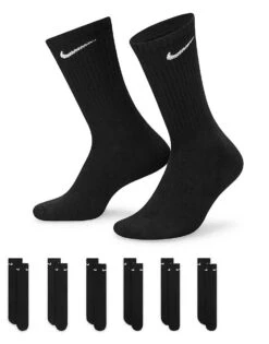 Nike Training Everyday Cushioned 6 Pack Crew Sock In Black For Men
