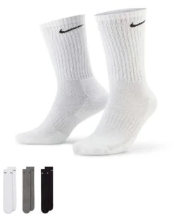 Nike Training Everyday Cushioned 3 Pack Crew Sock In White, Grey And Black For Men Multi -Nike Sales Store 206289505 1 multi 1