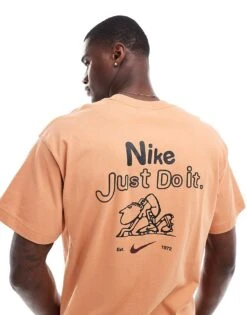 Nike Club Graphic Back Print T-shirt In Brown For Men