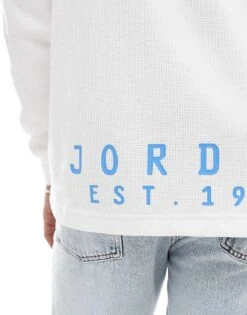 Jordan Essential Logo Long Sleeve Top In White For Men -Nike Sales Store 206610351 4