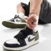Nike Air Jordan 1 Low Trainers In White, Green And Black For Men Mid Green