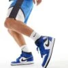 Air Jordan 1 Mid Trainers In White, Blue And Black For Men Mid Blue -Nike Sales Store 206610537 1 midblue