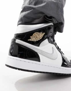 Nike Air Jordan Mid Trainers In White, Black And Metallic Silver - SILVER For Men -Nike Sales Store 206610660 3