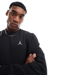 Jordan Brooklyn Fleece Crewneck Sweatshirt In Black For Men -Nike Sales Store 206610808 4