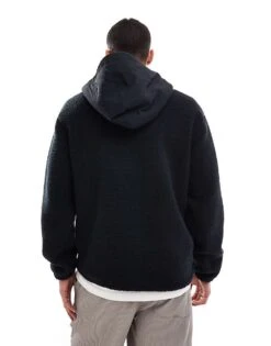 Jordan Flight Sherpa Half Zip Hoodie In Black For Men -Nike Sales Store 206610850 3
