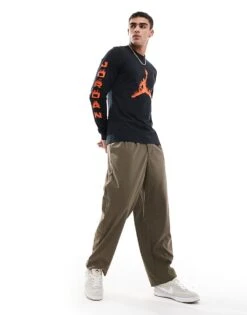 Jordan Flame Logo Long Sleeve T-shirt In Black For Men -Nike Sales Store 206610857 1 black 1