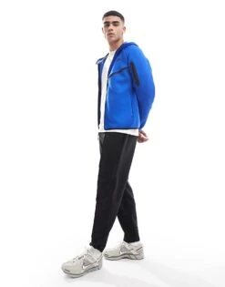 Nike Tech Fleece Full Zip Hoodie In Blue For Men Mid Blue -Nike Sales Store 206615539 3