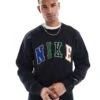 Nike Club Letters Logo Crew Neck Sweatshirt In Black For Men -Nike Sales Store 206615700 1 black