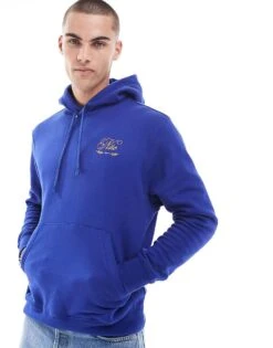 Nike Club Festive Hoodie In Dark Blue For Men Mid Blue