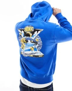 Nike Space Graphic Hoodie In Blue For Men Mid Blue -Nike Sales Store 206615805 1 midblue 1
