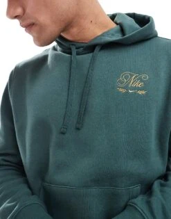 Nike Club Festive Hoodie In Dark Green For Men -Nike Sales Store 206615819 3