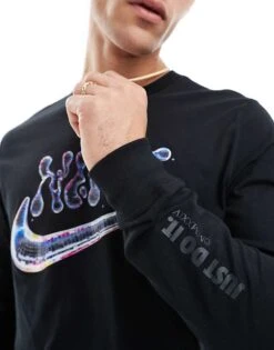 Nike Futura Logo Long Sleeve T-shirt In Black For Men -Nike Sales Store 206615877 4