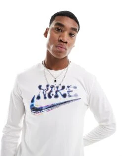 Nike Futura Logo Long Sleeve T-shirt In White For Men -Nike Sales Store 206616009 1 white 1