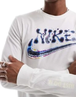 Nike Futura Logo Long Sleeve T-shirt In White For Men -Nike Sales Store 206616009 2