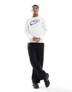 Nike Futura Logo Long Sleeve T-shirt In White For Men -Nike Sales Store 206616009 3