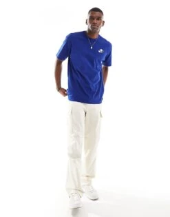 Nike Swoosh Floral Logo T-shirt In Blue For Men Mid Blue -Nike Sales Store 206616039 3