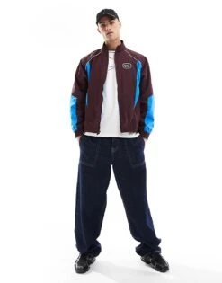 Nike Swoosh Air Woven Tracktop In Brown And Blue For Men -Nike Sales Store 206616040 3