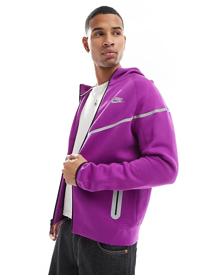 Nike Tech Fleece Reflective Full Zip Windrunner Hoodie In Purple For Men 7 Nike Tech Fleece Reflective Full Zip Windrunner Hoodie In Purple For Men - Image 5