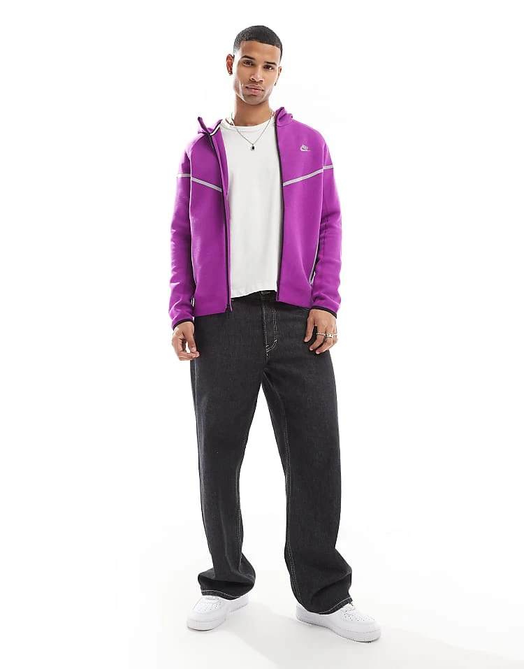 Nike Tech Fleece Reflective Full Zip Windrunner Hoodie In Purple For Men 4 Nike Tech Fleece Reflective Full Zip Windrunner Hoodie In Purple For Men - Image 2