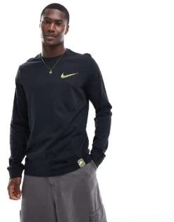 Nike 'slow Your Sole' Graphic Long Sleeve T-shirt In Black For Men -Nike Sales Store 206616139 2