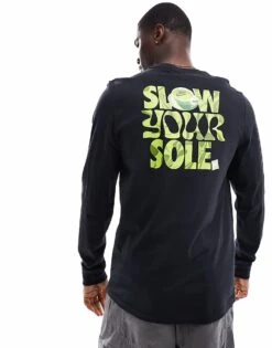 Nike 'slow Your Sole' Graphic Long Sleeve T-shirt In Black For Men -Nike Sales Store 206616139 3