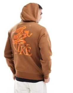 Nike Club Hoodie With Victory Graphic In Brown For Men -Nike Sales Store 206616216 1 brown 1